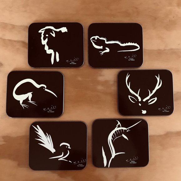 6 Weiss Wildlife Coasters from New Zealand - Picture 2 of 4